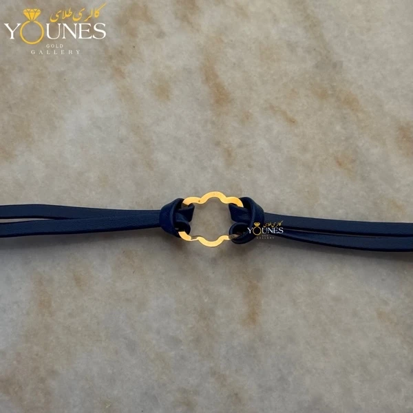 دستبند طلا چرم دولاین گل